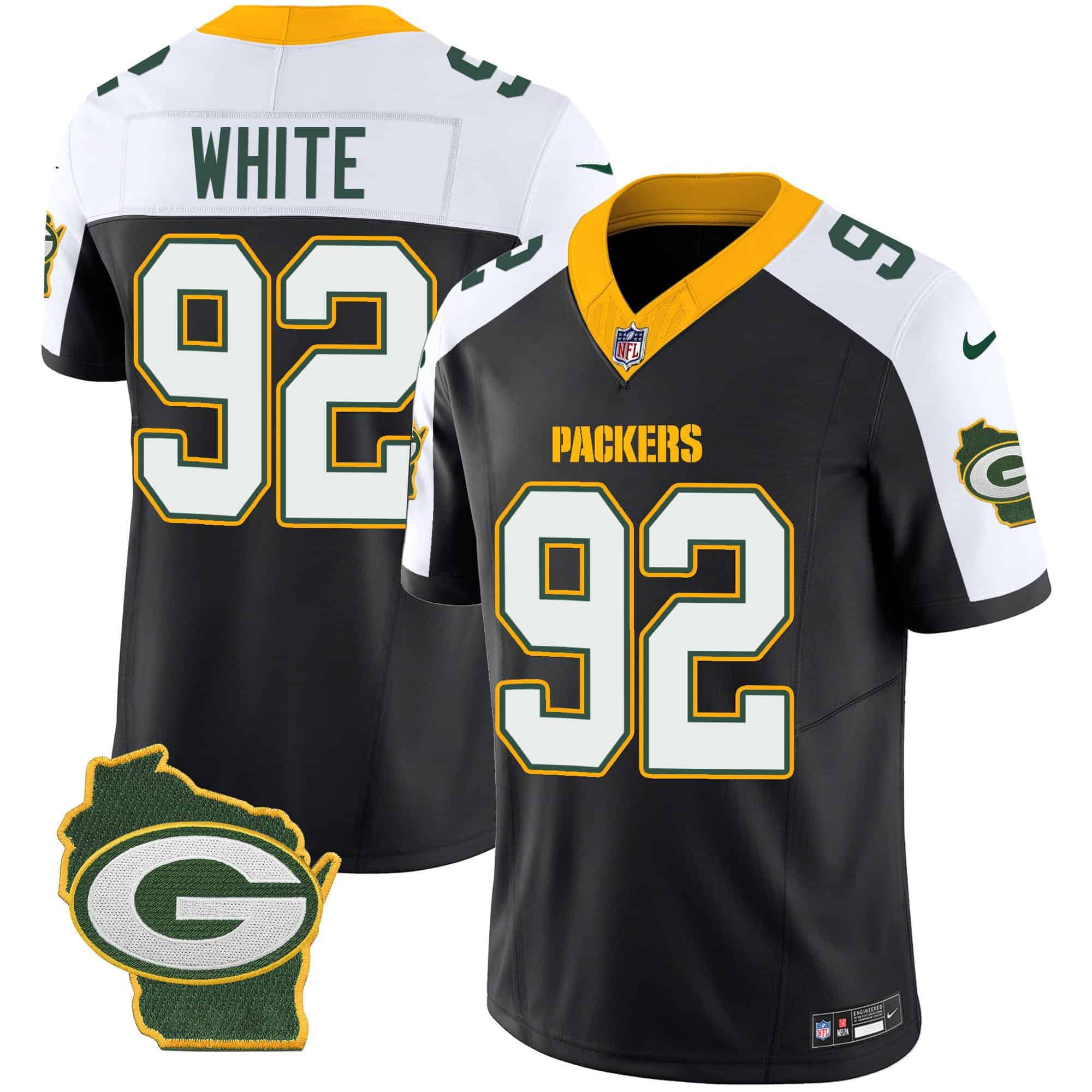 Men Green Bay Packers #92 White Black 2024 Nike Home Patch Vapor NFL Jersey->indianapolis colts->NFL Jersey